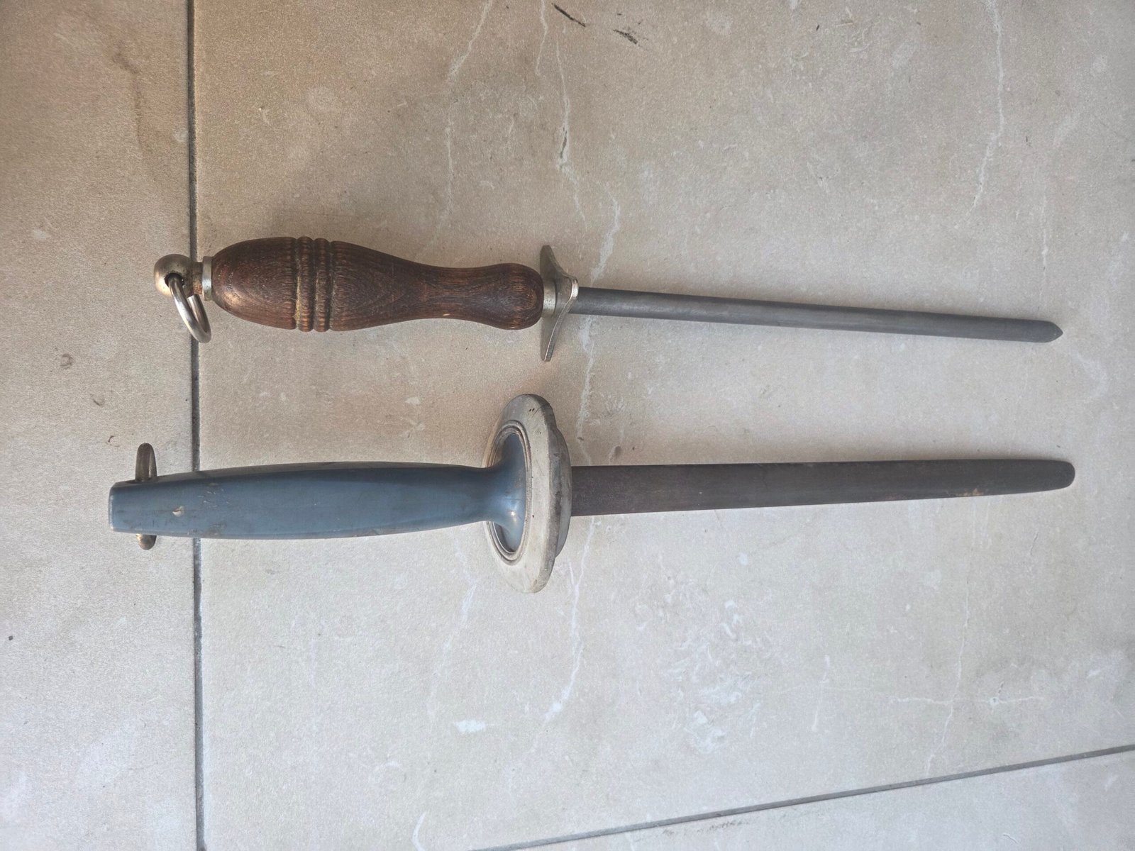 Pair of Vintage Knife Sharpening Steels – Timber Handle & Butcher’s Steel