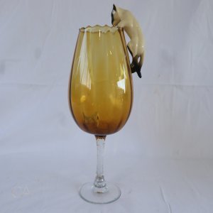 Climbing Cat & Mouse Amber Glass