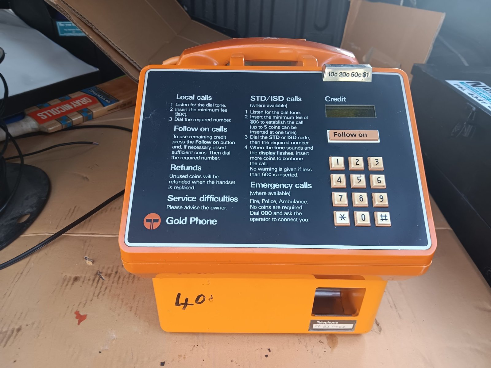 Telstra/Telecom Gold Phone coin payphone - front panel (Lot 213)