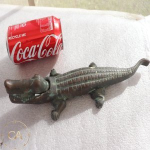 LOT 161 - Large Heavy Copper Crocodile Nutcracker – Vintage Cast Metal Tabletop Piece