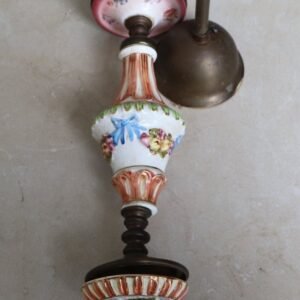 LOT 131 - Vintage Hand-Painted Ceramic & Brass Ceiling Light Fitting