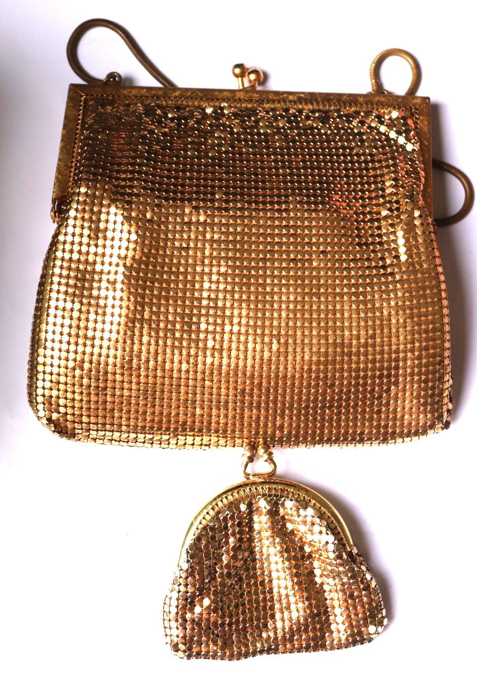 LOT 128 - Vintage Gold Mesh Evening Bag with Matching Coin Purse