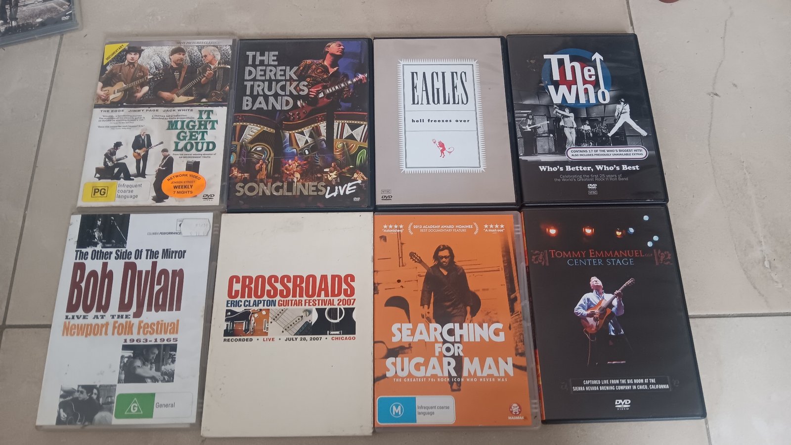 Classic rock DVD collection featuring The Eagles, Bob Dylan, Clapton and more