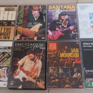 Classic rock concert DVD collection including The Who, Clapton, Santana and others