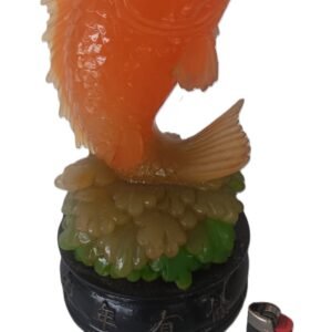 LOT 217 - Feng Shui Koi Fish on Waves – Orange/Green Resin Sculpture