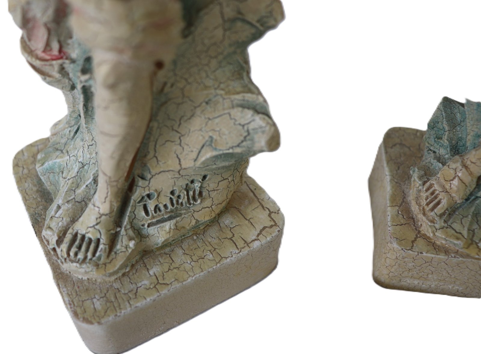 LOT 257 - Pair of crackle-glaze figurines – rustic boy & girl, signed - Image 2