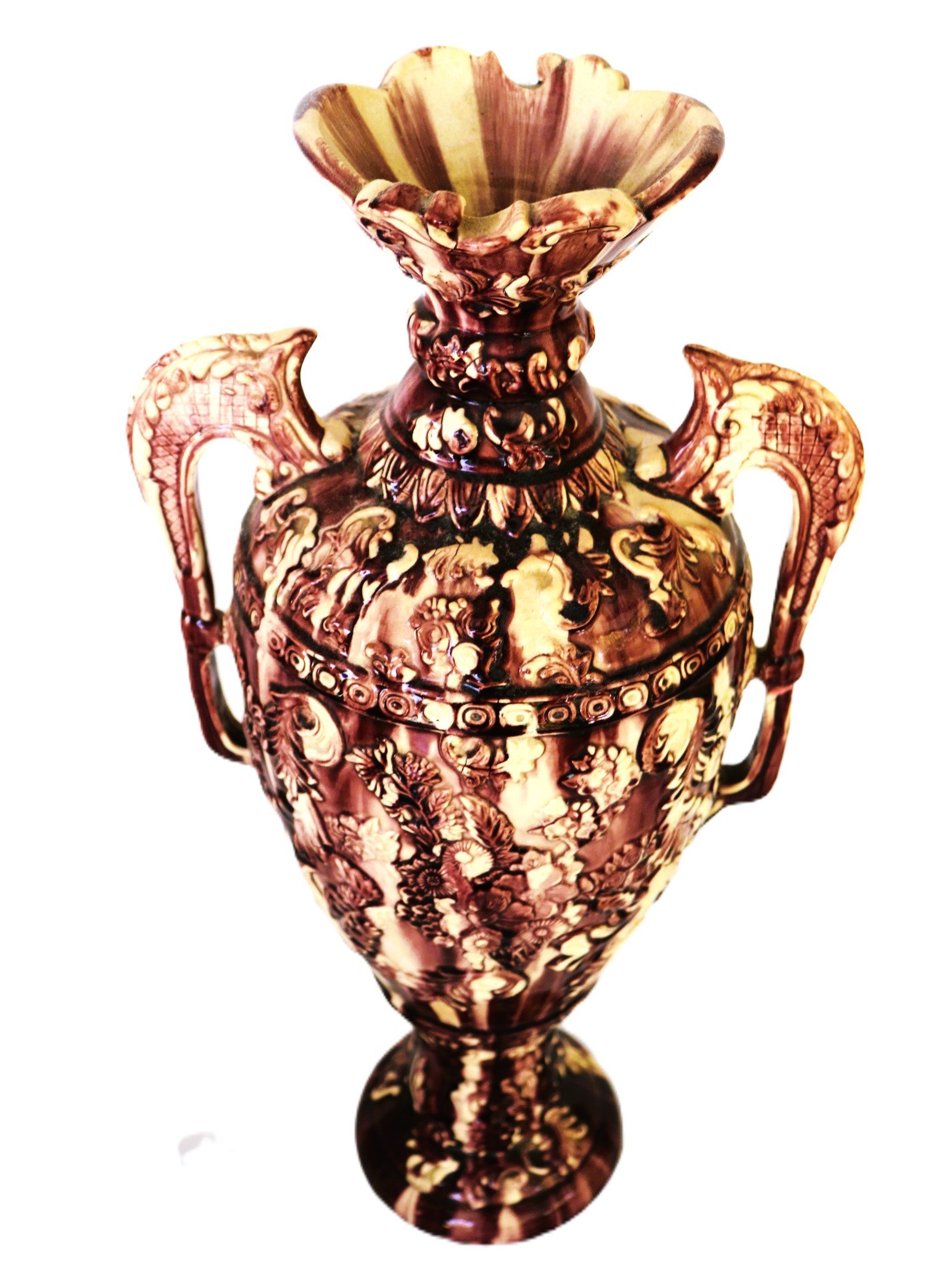 LOT 253 - Ornate Ceramic Two‑Handled Bruyn Urn Vase