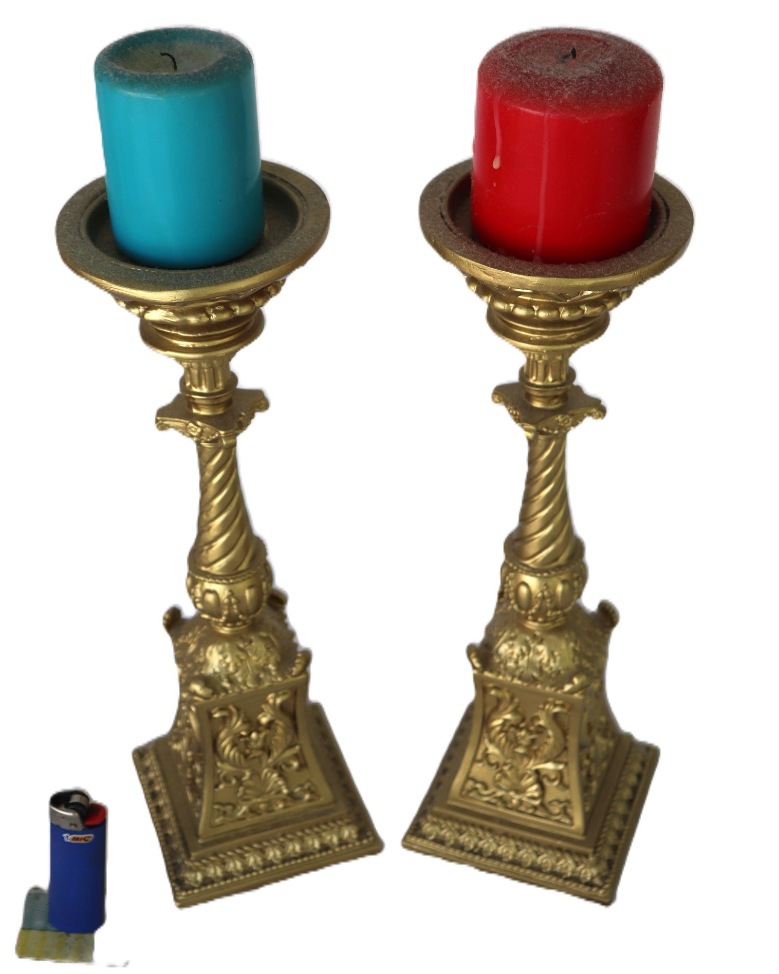 LOT 259 - Pair of Ornate Gilt Metal Candlesticks