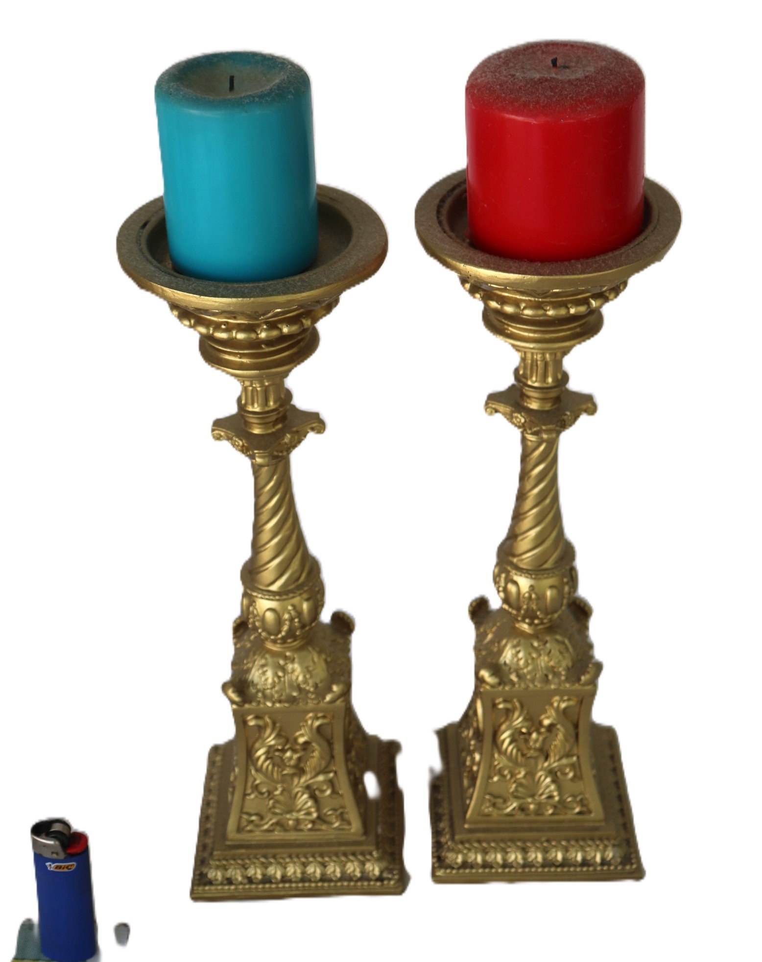 LOT 259 - Pair of Ornate Gilt Metal Candlesticks - Image 2