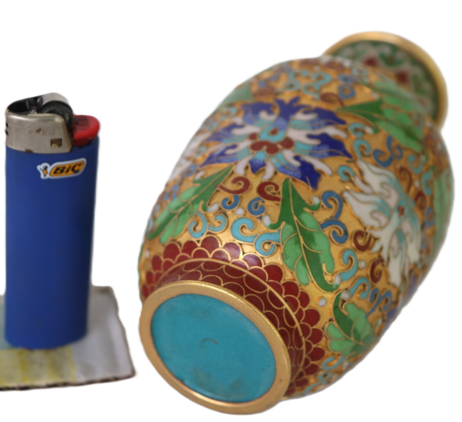 LOT 273 - Small Chinese Cloisonné Vase on Gilt Ground