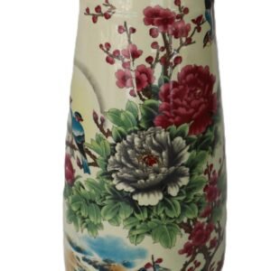 LOT 279 - Tall Chinese Porcelain Floor Vase with Calligraphy & Birds