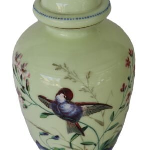 LOT 281 - Tall Lidded Porcelain Jar with Birds and Flowers