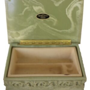 LOT 246 - Marbled Green Jewellery Box with Cart Relief Lid