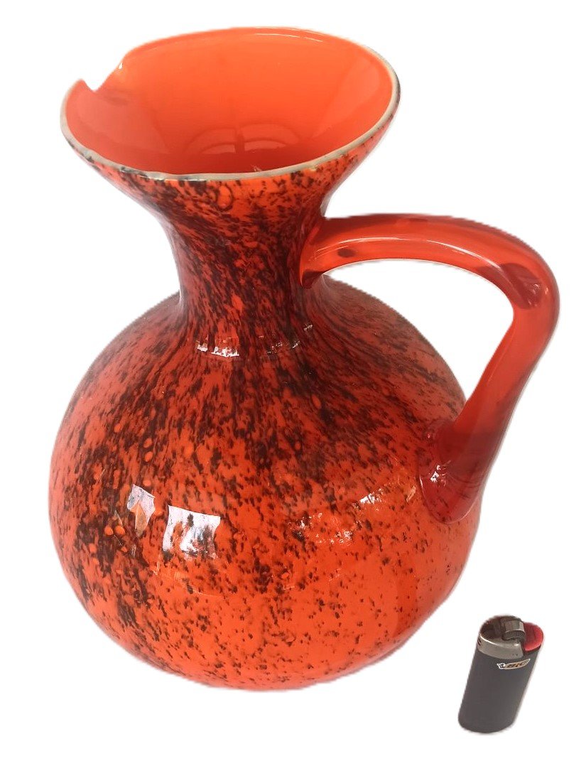 LOT 251 - Orange & Black Mottled Art‑Glass Pitcher / Jug - Image 2