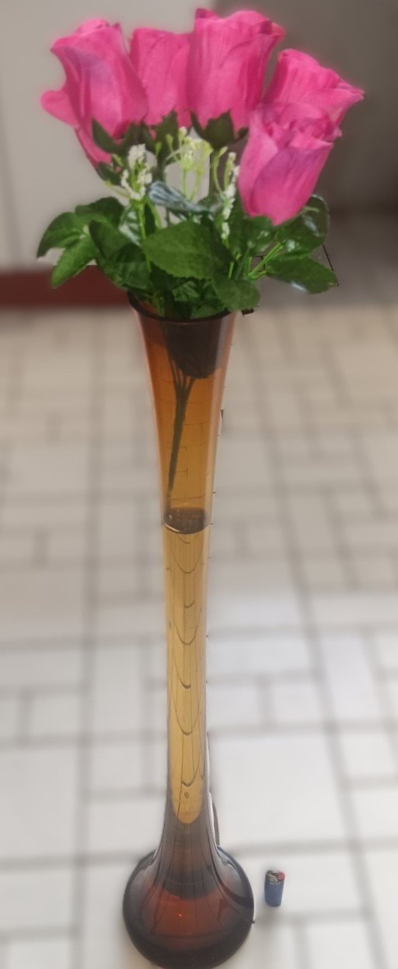 LOT 287 - Tall amber trumpet floor vase