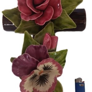 LOT 229 - Capodimonte wall cross with floral decoration