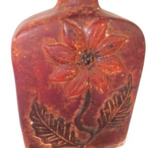 LOT 167 - Embossed Red Ceramic Vase with Flower Design