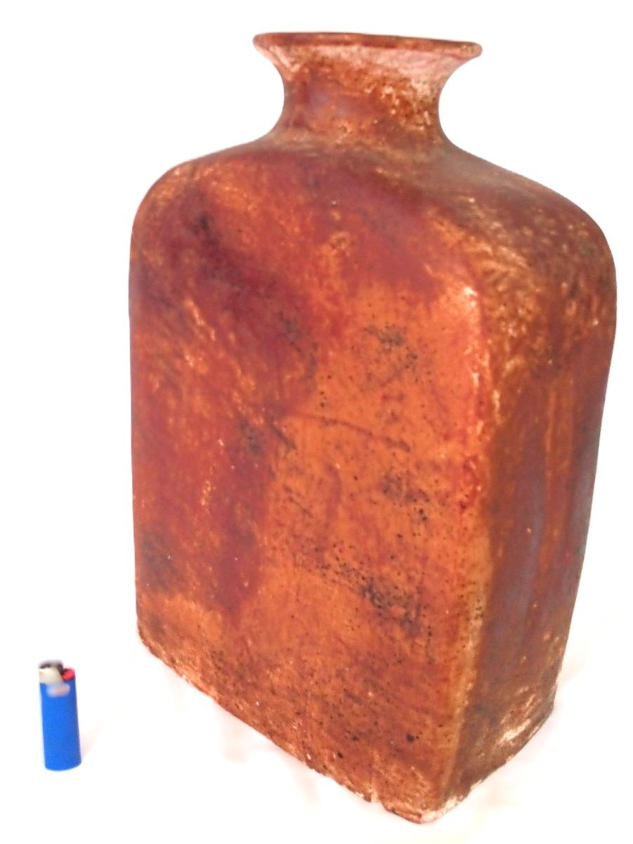 LOT 167 - Embossed Red Ceramic Vase with Flower Design - Image 2