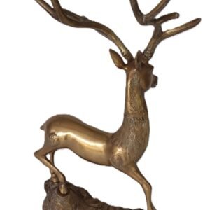 LOT 165 - Massive Solid Brass Stag Statue with Eight-Point Antlers