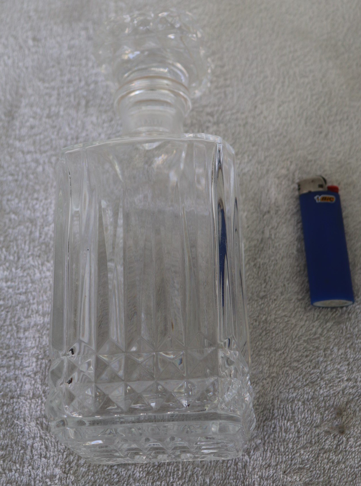 LOT 275 - Square Cut Crystal Decanter with Block Stopper - Image 2