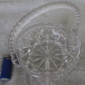 LOT 215 - Cut Crystal Round Basket Dish with Handle