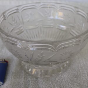 LOT 290 - Vintage Pressed Glass Serving Bowl – Floral & Fan Pattern