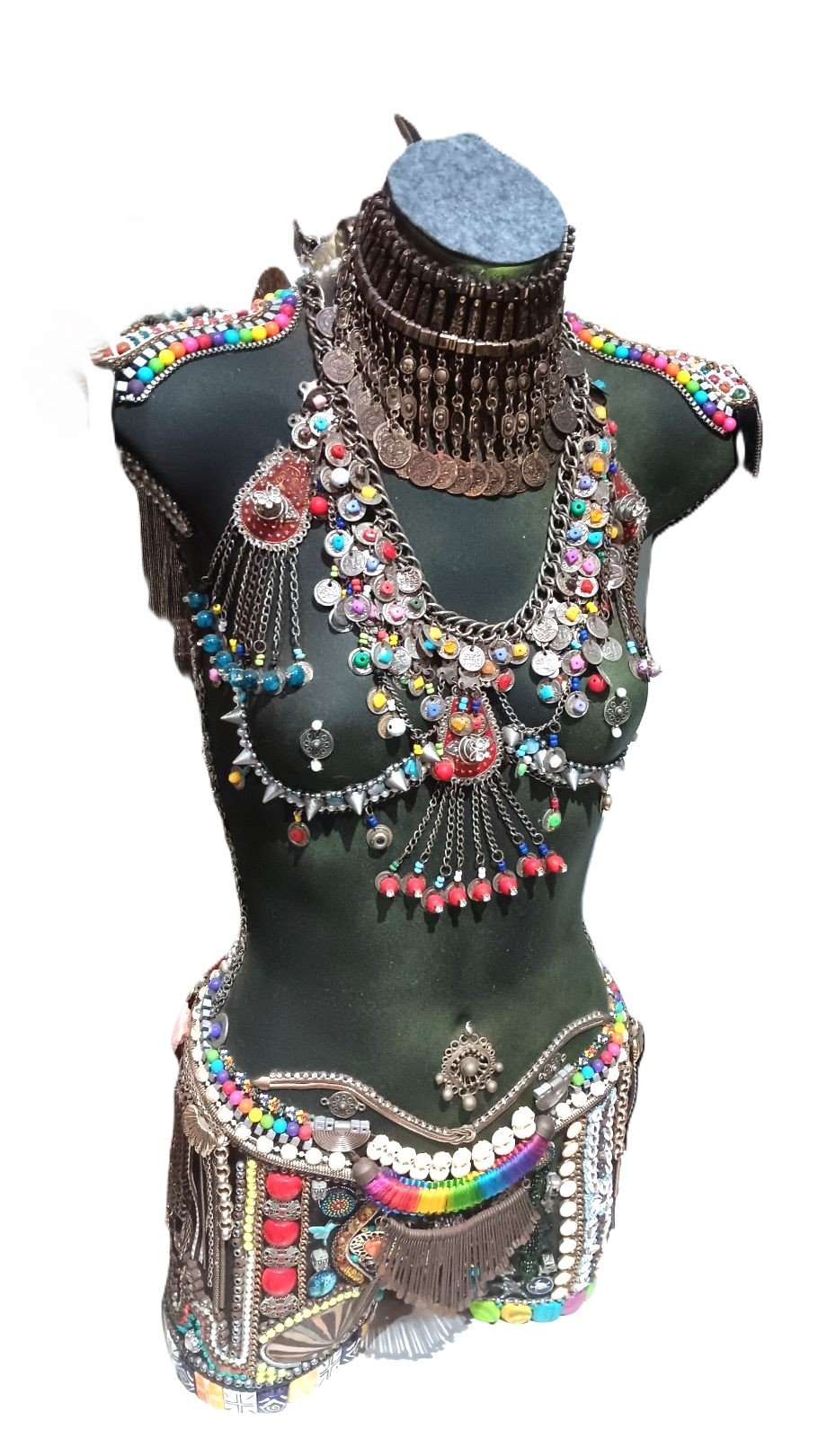 LOT 273 - ORNATE GEM-SET FIGURATIVE BUST – ARTISTIC TORSO SCULPTURE