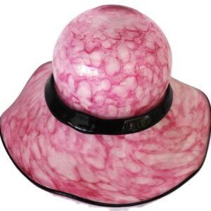 pink hat-shaped blown glass vase front view