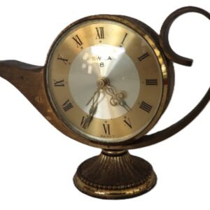 front view of Swiza Aladdin lamp brass clock