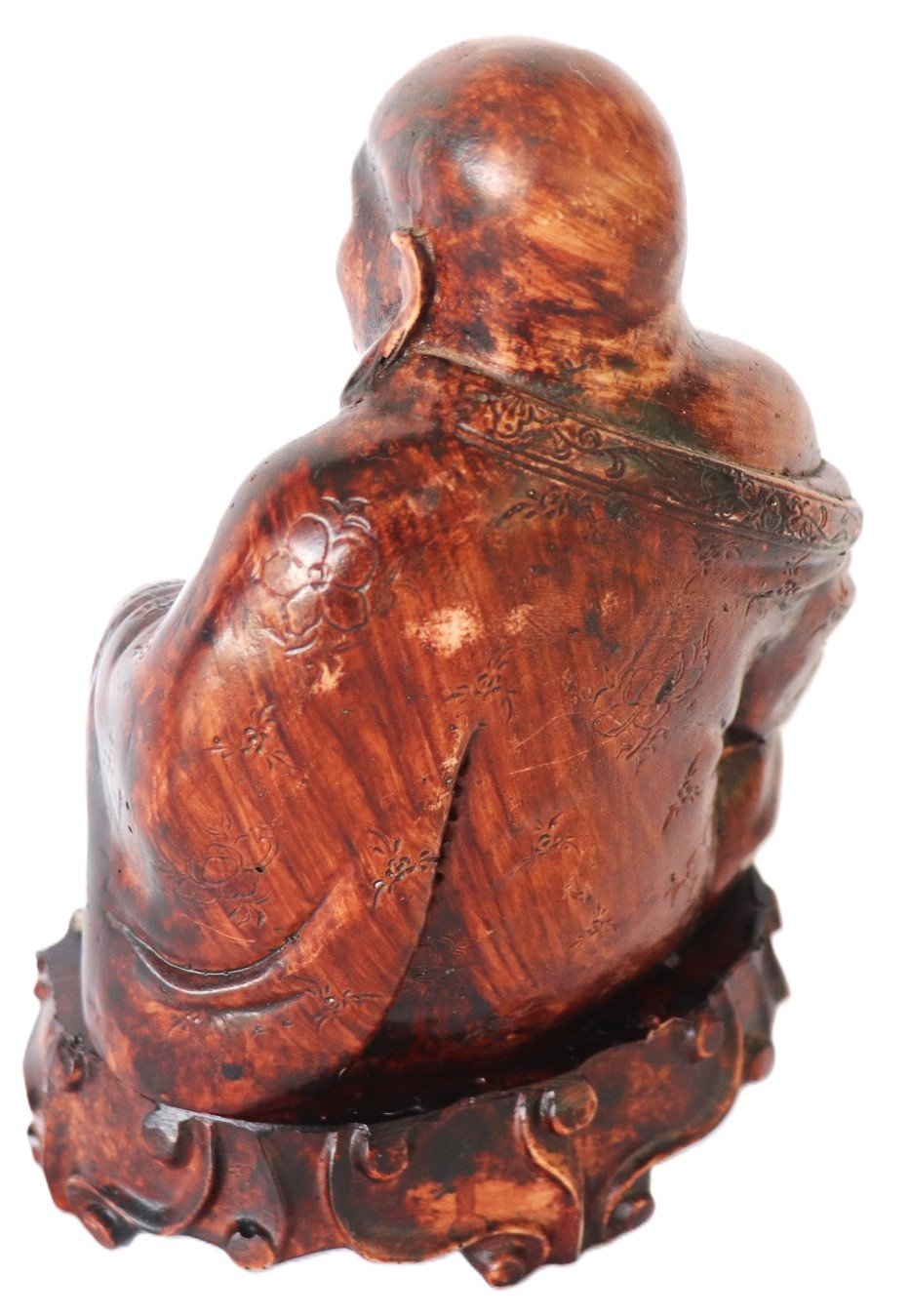 Lot FRZ-0043 - Laughing Buddha Resin Figurine on Carved Base (image 2)