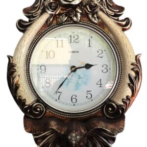Lisheng ornate wall clock with floral and elephant motif front view