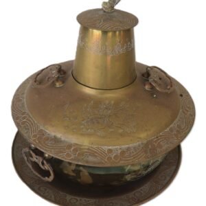 vintage Chinese brass hot pot with engraved dragon motif
