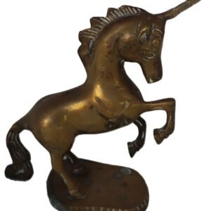 Brass unicorn figurine with lighter for scale