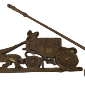 vintage brass coach scene wall hook with horse and carriage