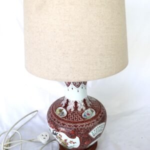 oriental ceramic table lamp with beige shade