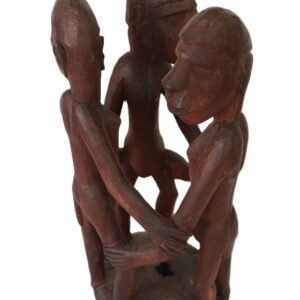 three-figure tribal wood sculpture