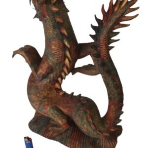 Hand-carved timber dragon sculpture