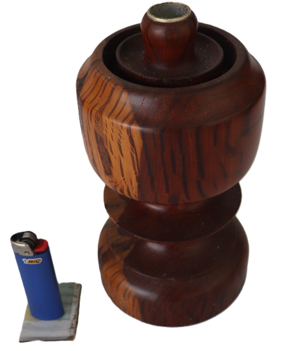 vintage timber candlestick with stacked form