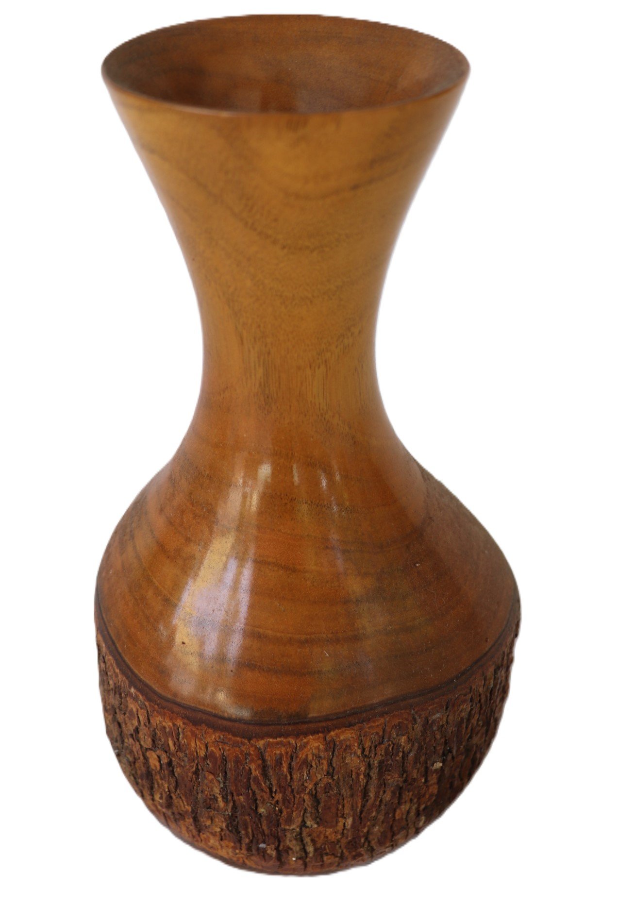 Camphor laurel vase with bark edge base