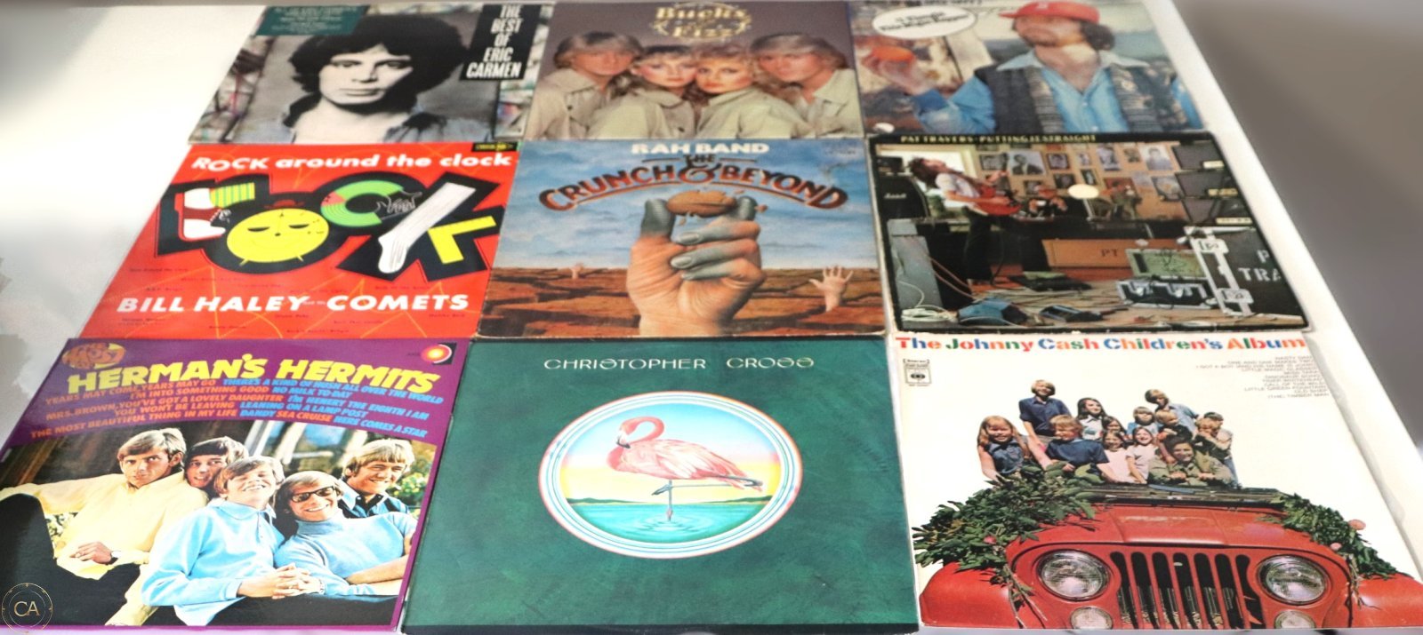 Vintage vinyl LP bundle featuring Bee Gees, Johnny Cash, Bill Haley and more