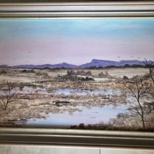 vintage australian outback landscape oil painting framed