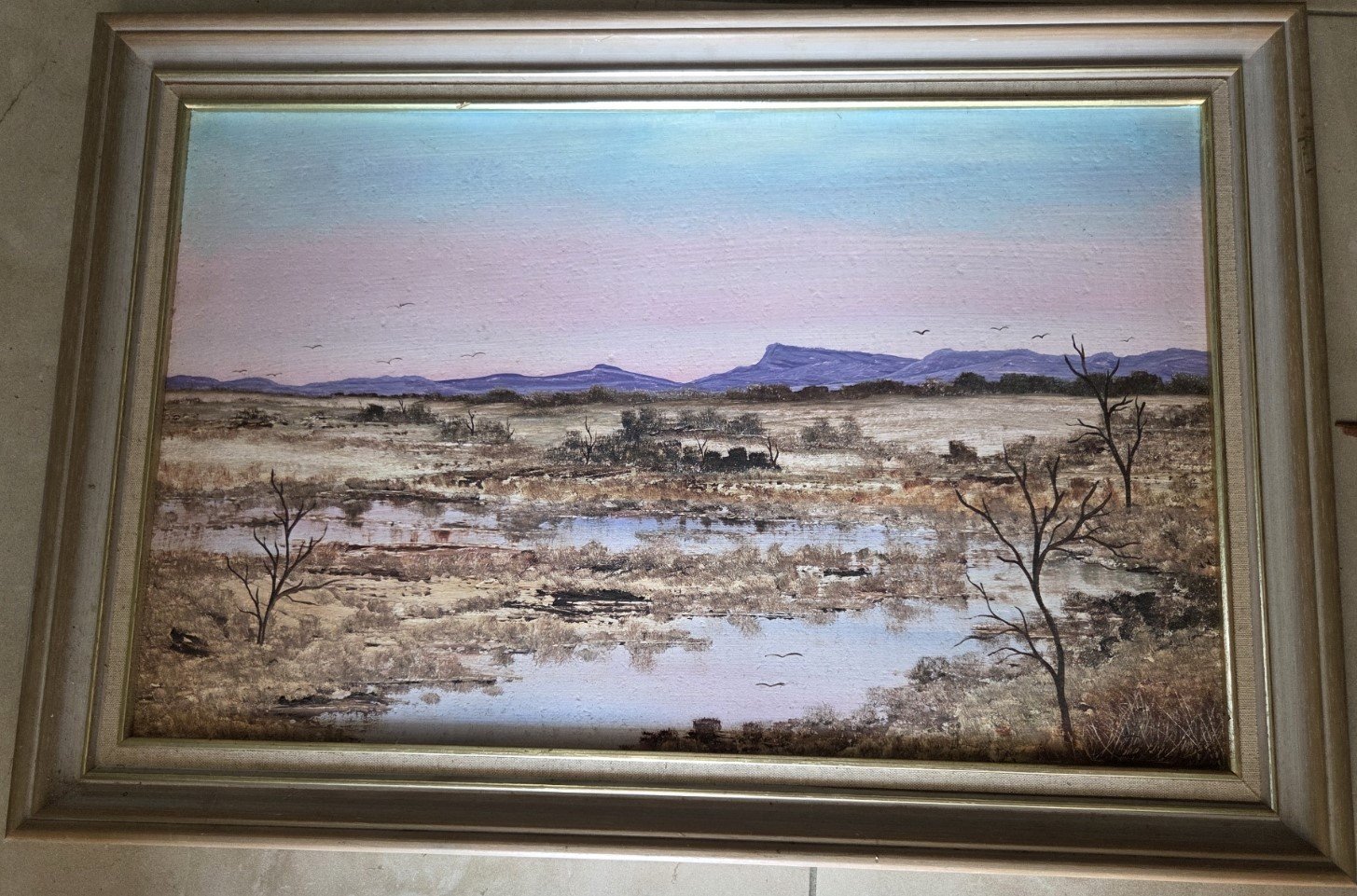 vintage australian outback landscape oil painting framed