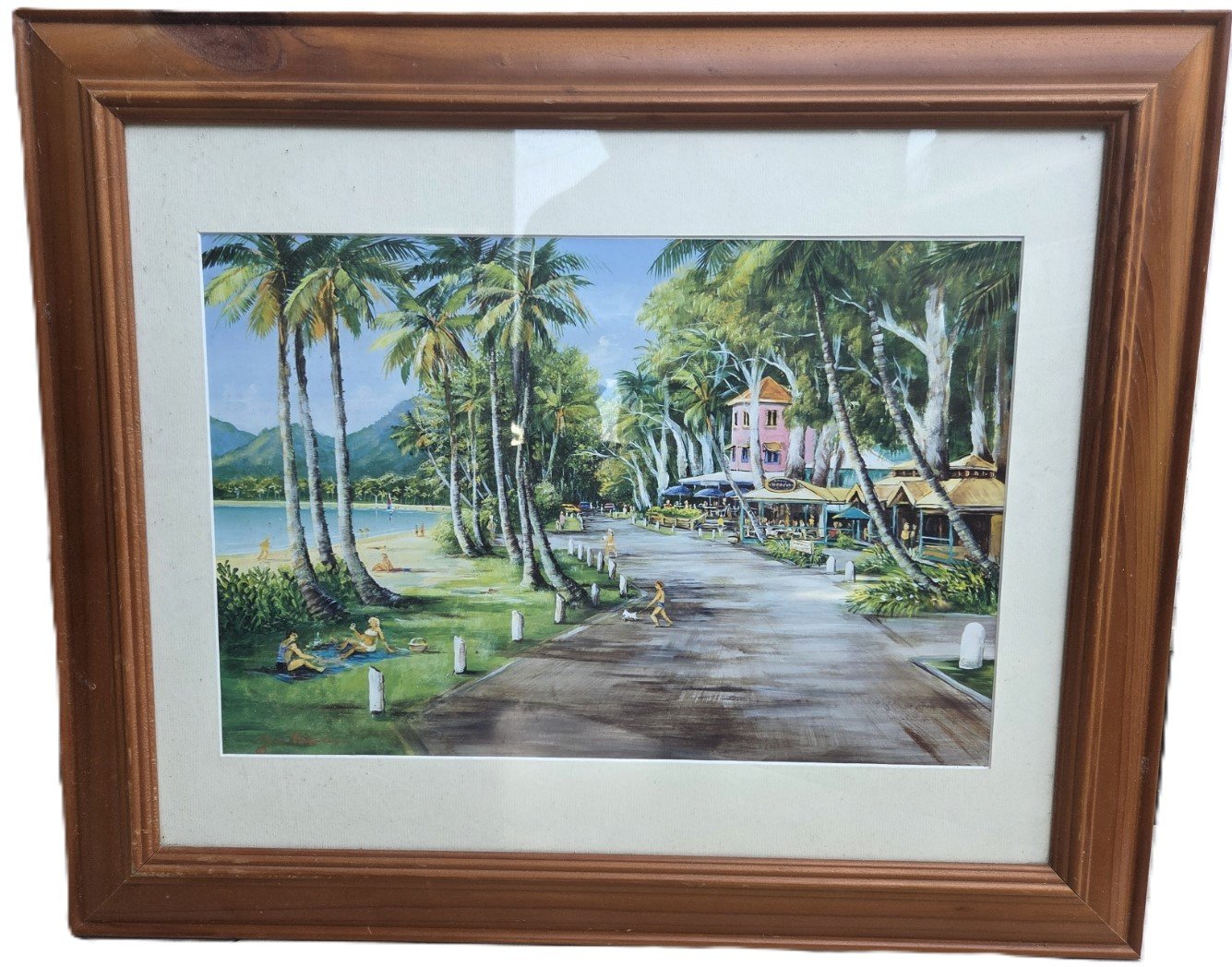 palm cove cairns esplanade tropical painting framed