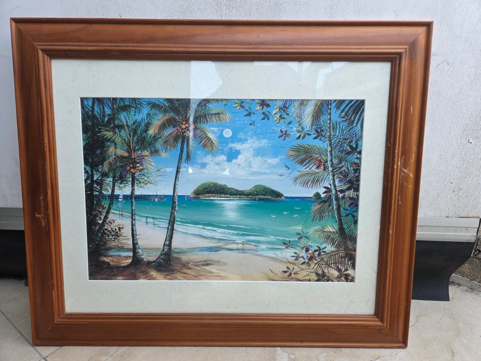 palm cove beach and double island painting framed