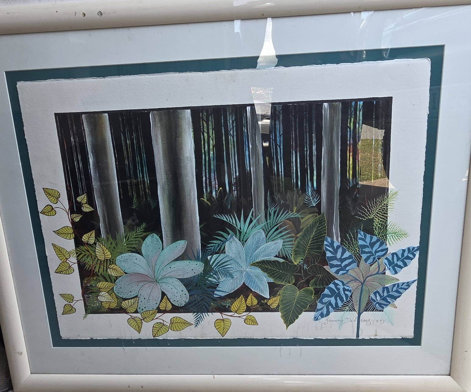 Joanne De Lacy Rainforest 1993 signed tropical art print framed