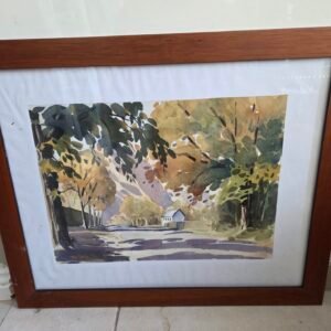 Tony Stanford Shields signed watercolour tree-lined road scene