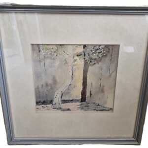 N. Robertson signed minimalist bush tree watercolour