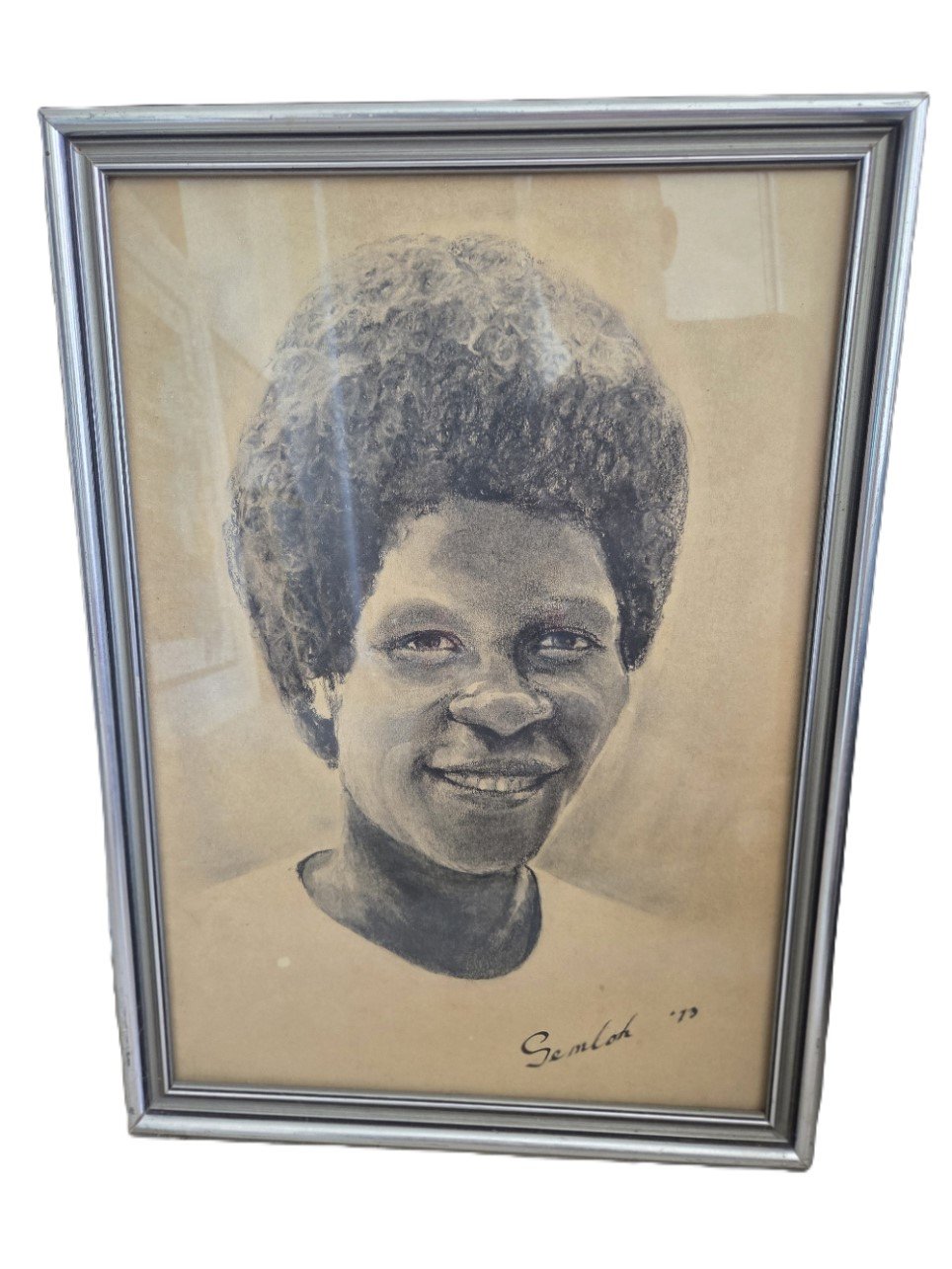 1979 portrait drawing signed Sembah