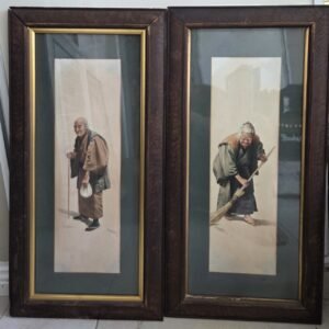 Antique Japanese woodblock-style print of elderly monk