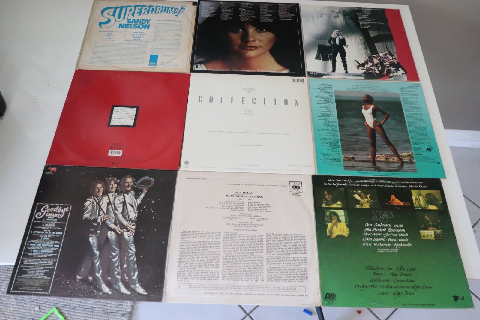 9 LPs including Bob Dylan, Yes, and Whitney Houston